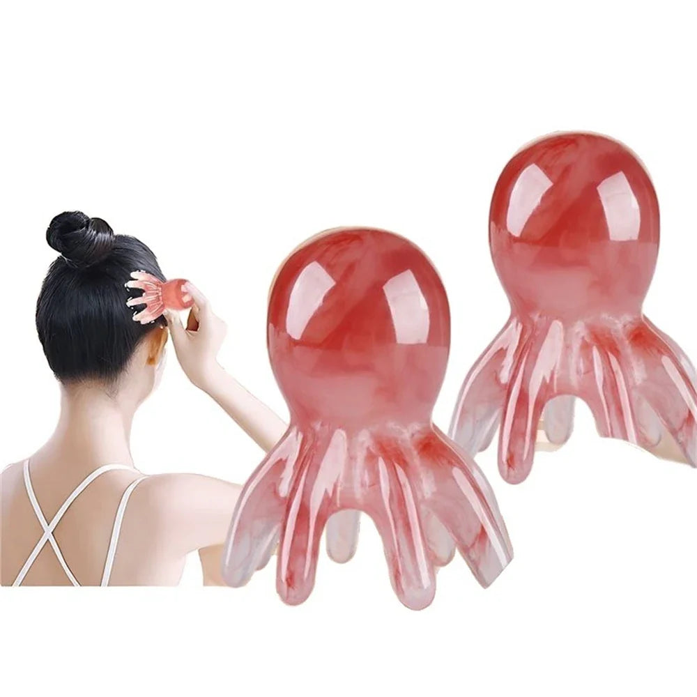 Cute Resin Octopus Comb - Scraping Scalp Massager Hair Care Tool for Meridian Scraping Acupuncture SPA Gua Sha Health Massage