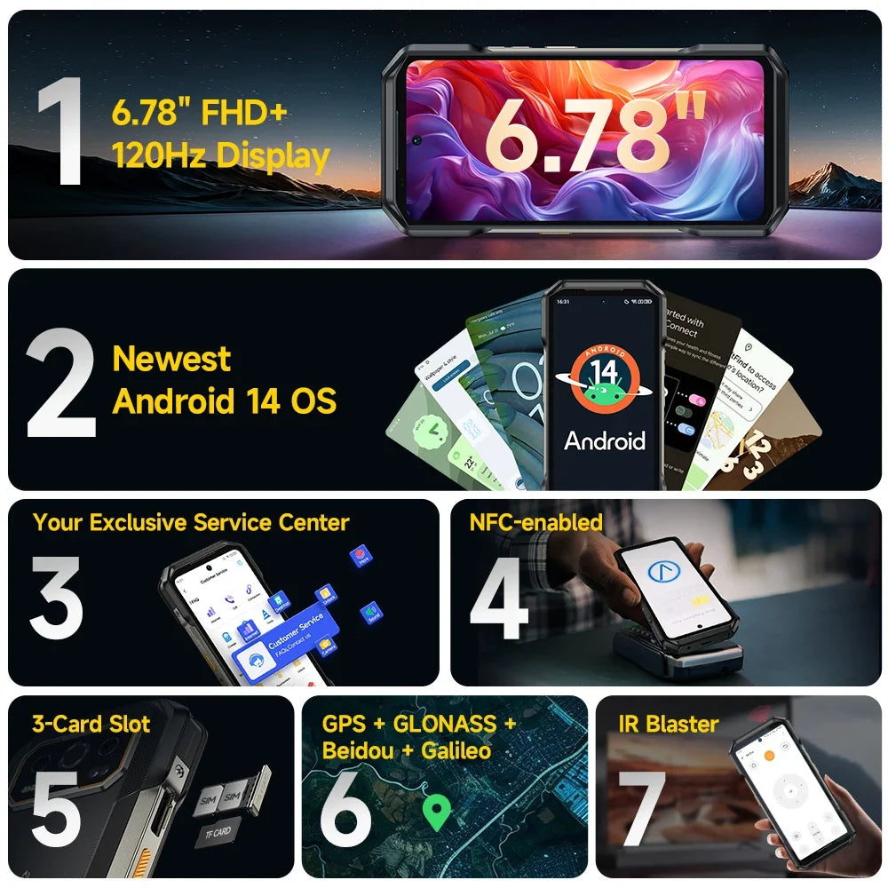 Ulefone Armor 27T Pro+ 5G THERMAL Rugged Phone 10600mAh 6.78" 120Hz Smartphone 50MP+64MP Night Camera 24GB+256GB NFC Android 15