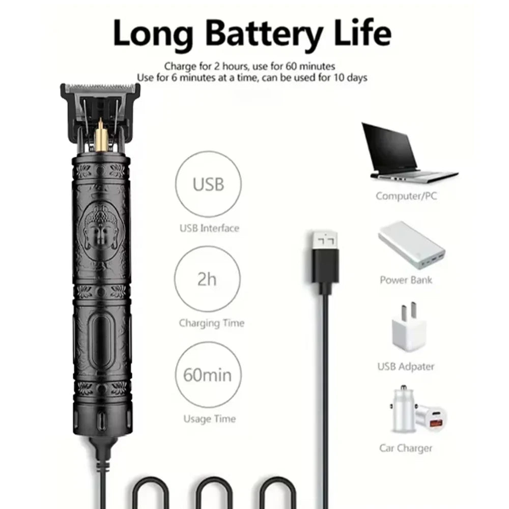 hiena Electric Hair Clipper UBS Rechargeable Cordless Beard Trimmer Men Powerful Electric Hair Clipper Trimming Tool
