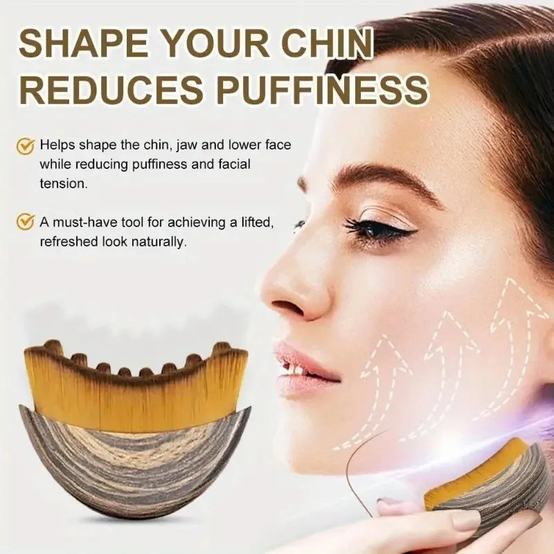 Lymphatic Contour Face Brush Chin&Jawline Dry Brushing Massager for Relieve Fatigue Chin Sculpture Ergonomically Designed
