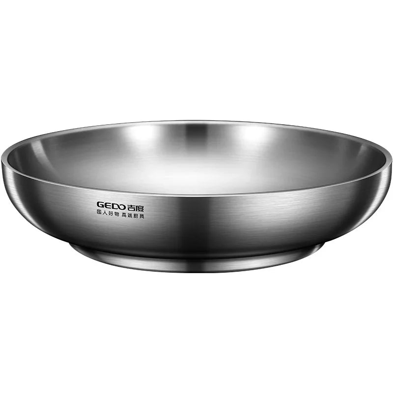 Ultra Thick 304 Stainless Steel Banquet Plate LFGB Certification Heat Insulation Dinner Dish Fall Resistant Baby Tableware