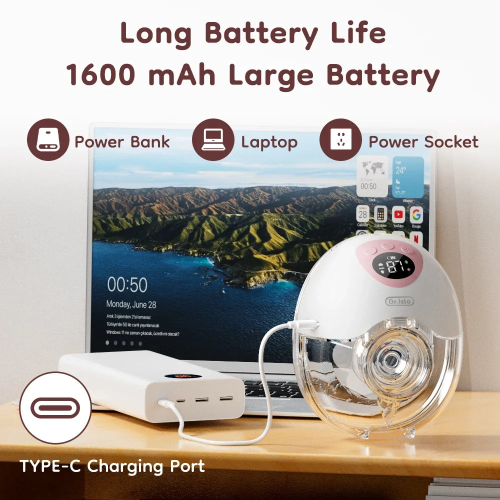 MAMIJOY Wearable Electric Breast Pump 4 Modes 36 Suction Levels Hands Free 35dB Low Noise Breast Pumps Breastfeeding EB50＆EB50D