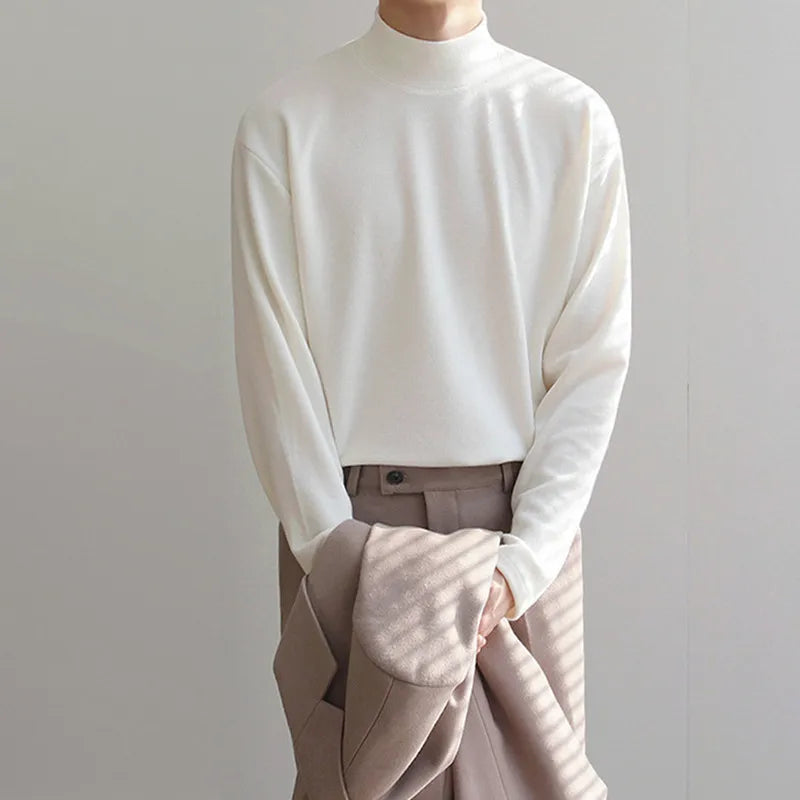 Men's Thermal Turtleneck Long Sleeve Shirt Fleece Lined Warm Loose Fit Casual Pullover Soft Basic Top Autumn Winter.