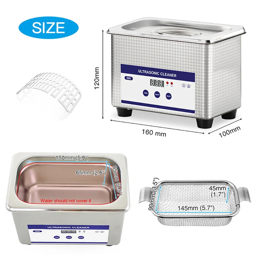 Ultrasonic Cleaner Glasses Cleaning Machine for Jewelry Watches Denture Tool Ultrasonic High Frequency Vibration Washing Bath
