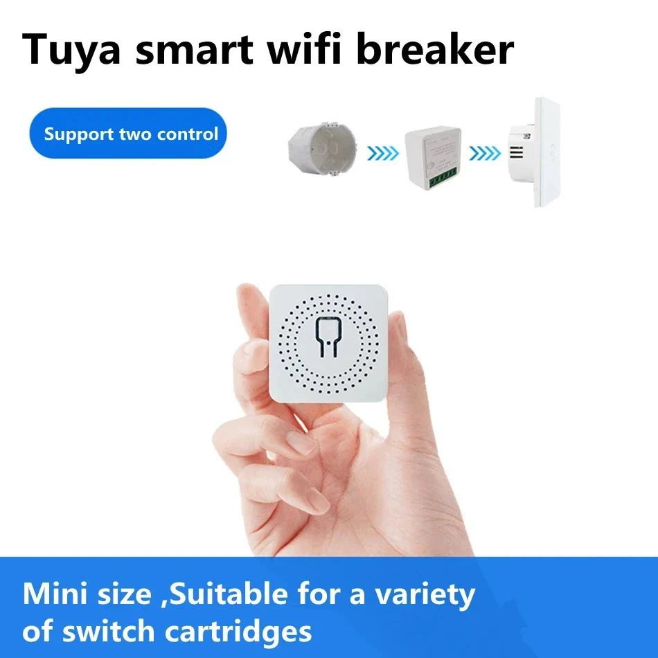 16A MINI Wifi Switch DIY Smart Home 2-way Control Relay Smart LIfe APP Control Remotely Timer Works With Alexa Google Home Alice
