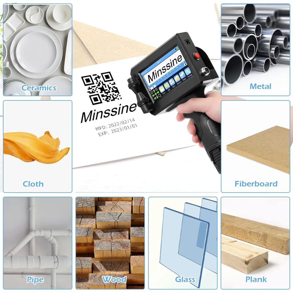 12.7/25.4mm Handheld Inkjet Printer for QR Barcode Batch Date Number Logo Expiry Date Coding Machine Non-encrypted 25 Languages