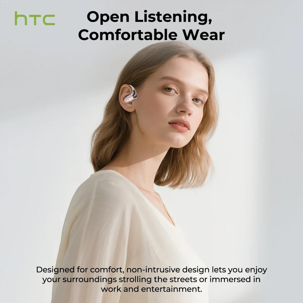 HTC NE35 Wireless Bluetooth Earphone AI Language Translation OWS Low Latency Earbuds Earhook Sports Music Headphone With Mic