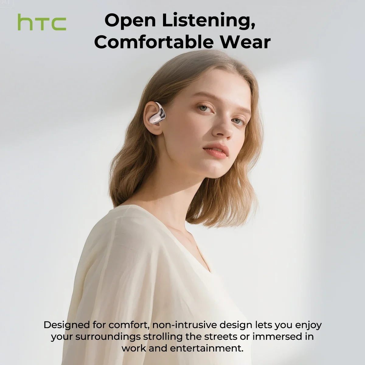 HTC NE35 Wireless Bluetooth Earphone AI Language Translation OWS Low Latency Earbuds Earhook Sports Music Headphone With Mic