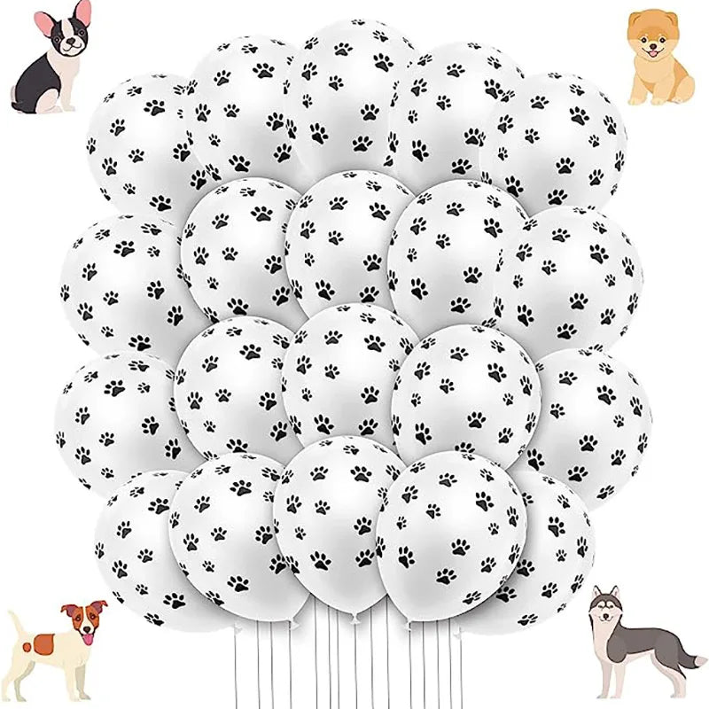10pcs 12inch Cute Dog Paws Print Balloons White Black Latex Balloon Kids Birthday Gift Baby Shower Party Toys Home Party