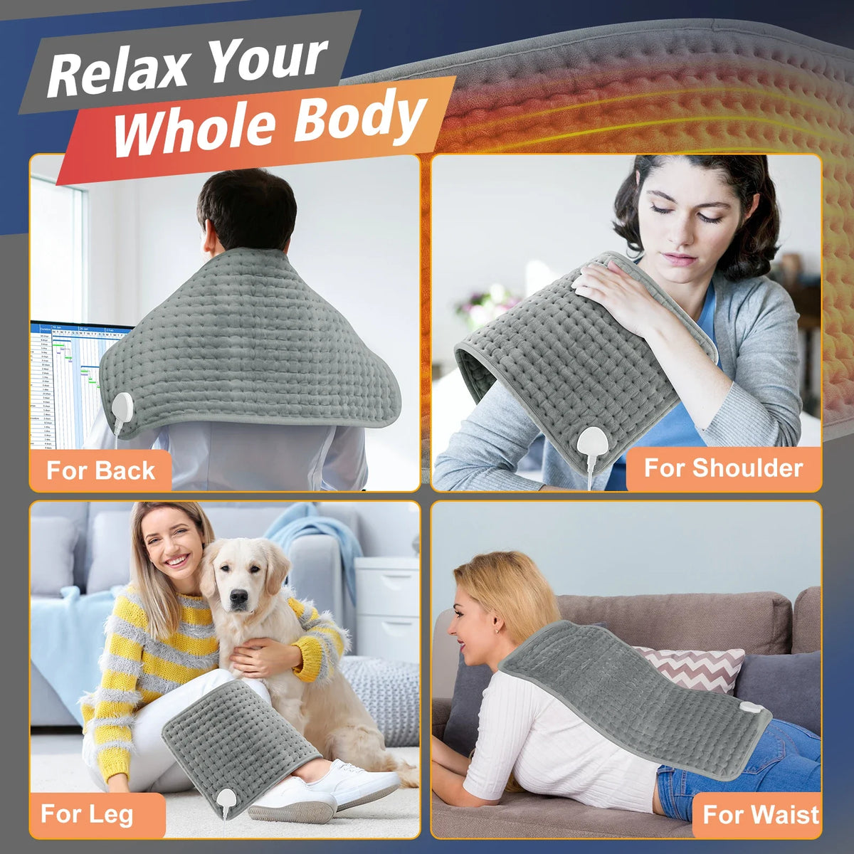 Electric Heating Pad Thermal Mat for Neck and Back Muscle Relaxation Household Warm Abdomen Winter Heated Blanket Office