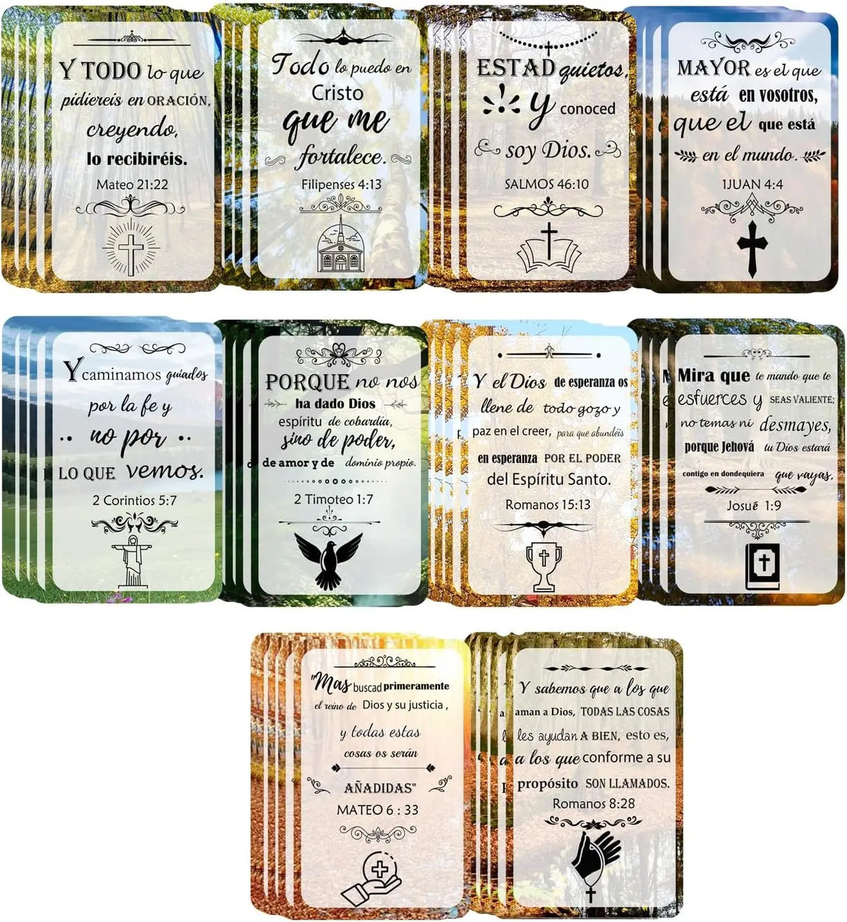 50Pcs Small Religious Bible Verse Card 2x3inch Jesus Faith Religious Motivational Cards with Christian Scriptures  Landscape