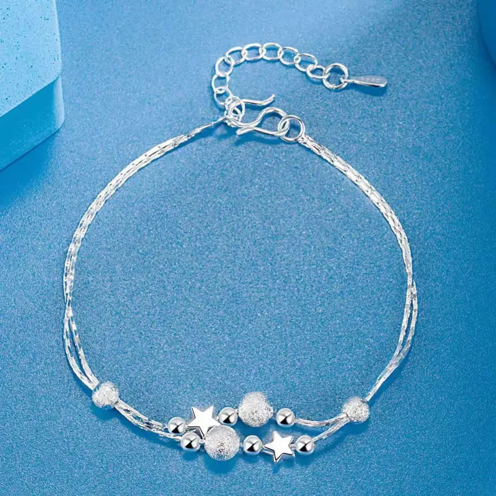 925 Silver Plated Cubic Zirconia Four Leaf Clover Bracelet for Women Adjustable Chain Jewelry 18k Gold Plated Fashion Accessory