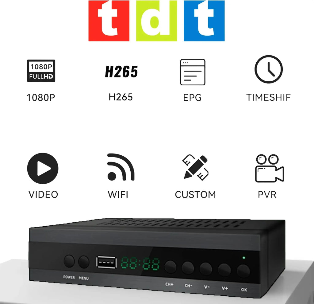 JN821 H.265 TDT DVB-T2 C Digital Terrestrial TV Receiver HD DVB-T2 FTA Set Top Box EPG USB PVR TV Tuner for HD/Old TV