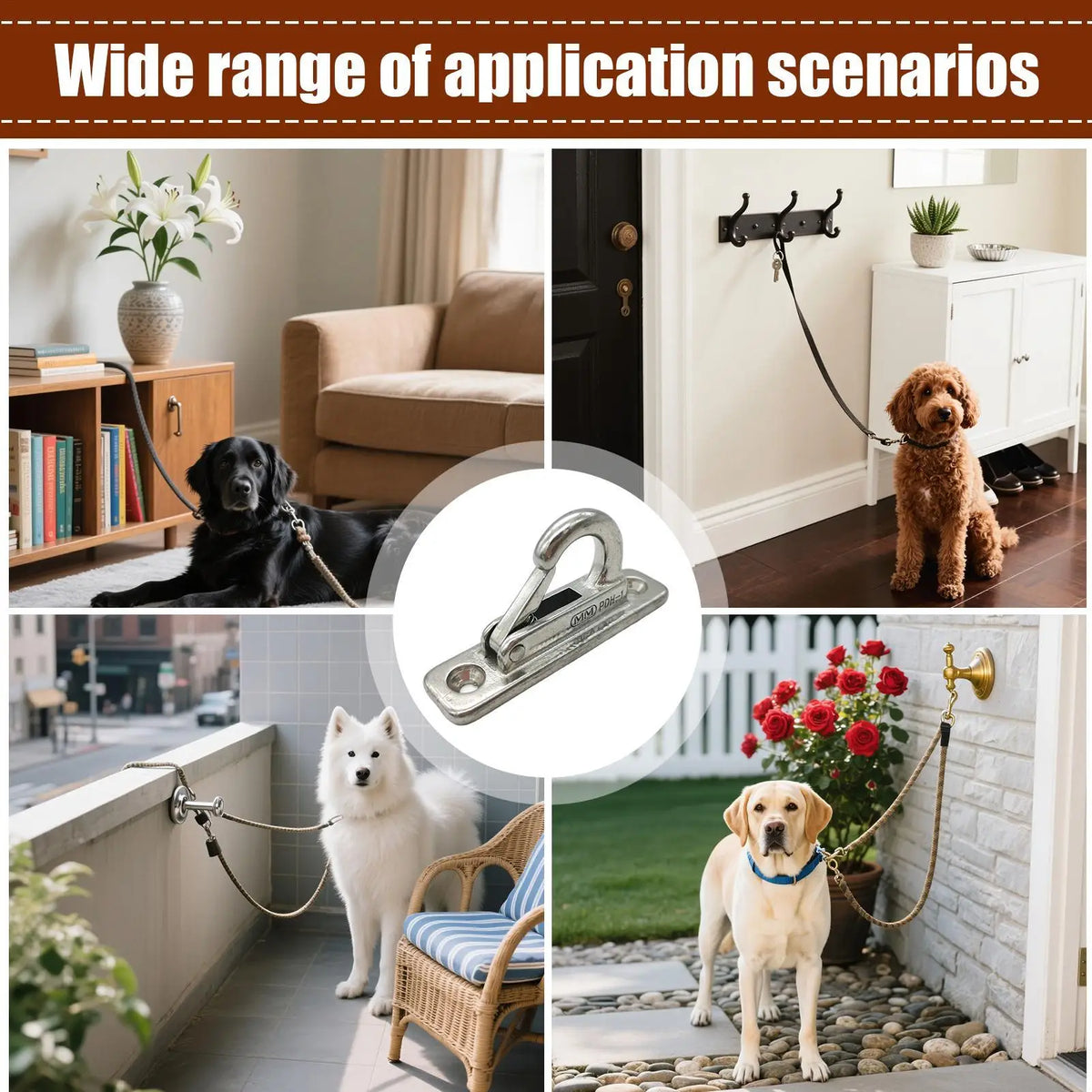 Dog Traction Rope Hook for Wall Dog Leashes Hanger Pet Chain Parking Hook Stainless Steel Dog Leashes Holder for Outdoor