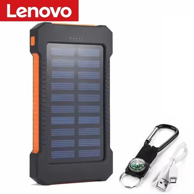 Lenovo Large‑Capacity 500000mAh Solar Power Bank Outdoor High‑Speed Charging Portable Charger for iPhone Samsung Huawei