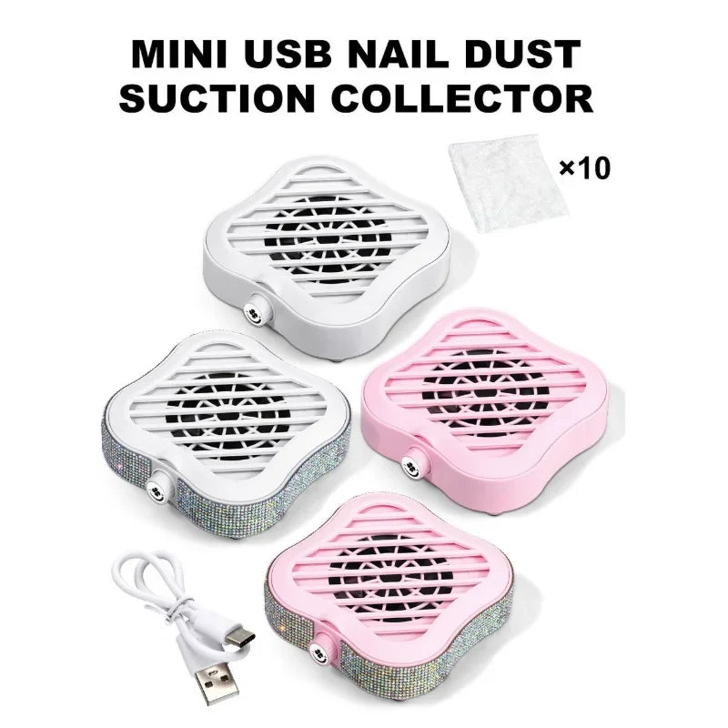 Nail Vacuum Cleaner, Infinitely Adjustable, High Suction Power, Equipped with 10 Filter Cotton, Nail Dust Collector Tool