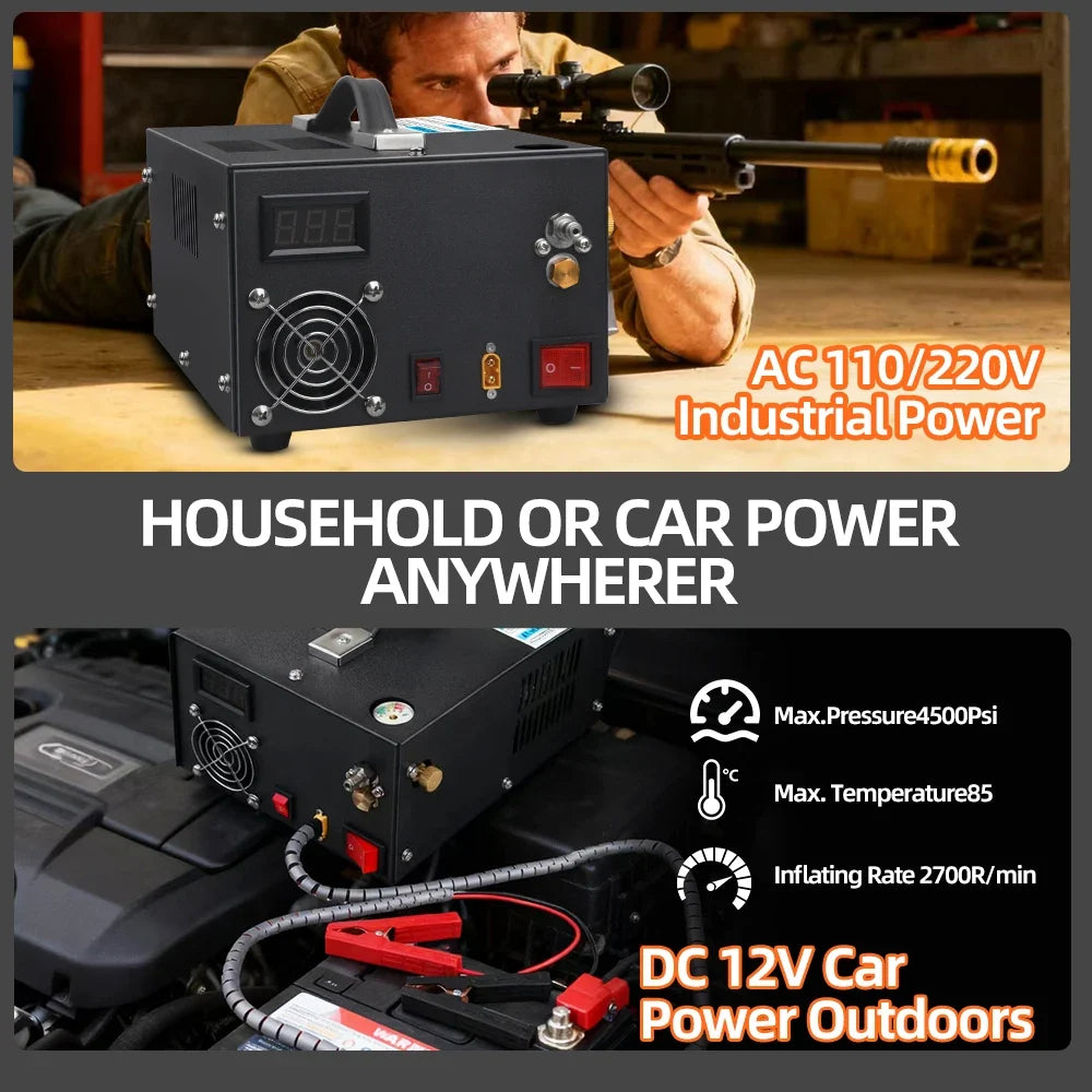 300Bar 12v Pcp Compressor 110V Transformer 30MPA 4500psi High Pressure Pump Pneumatic Airgun Rifle Inflator