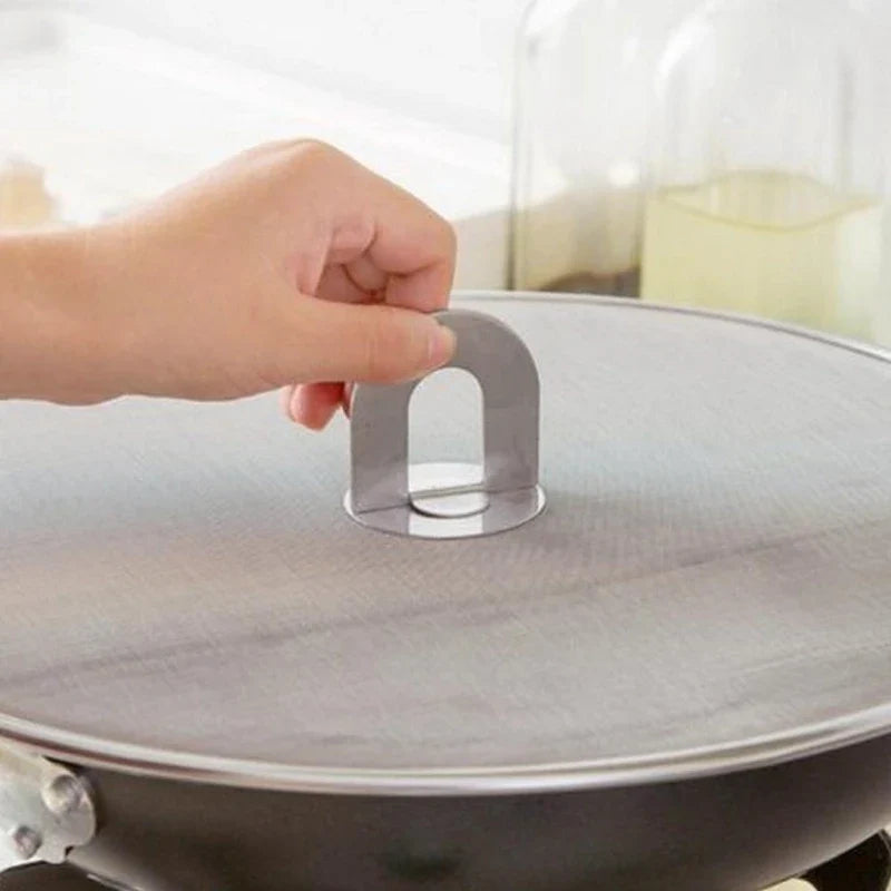 1Pc Kitchen Oil Proofing Lid Filter Foldable Handle Frying Pan Cover Splatter Screen Spill Proof Kitchen Cooking Tools