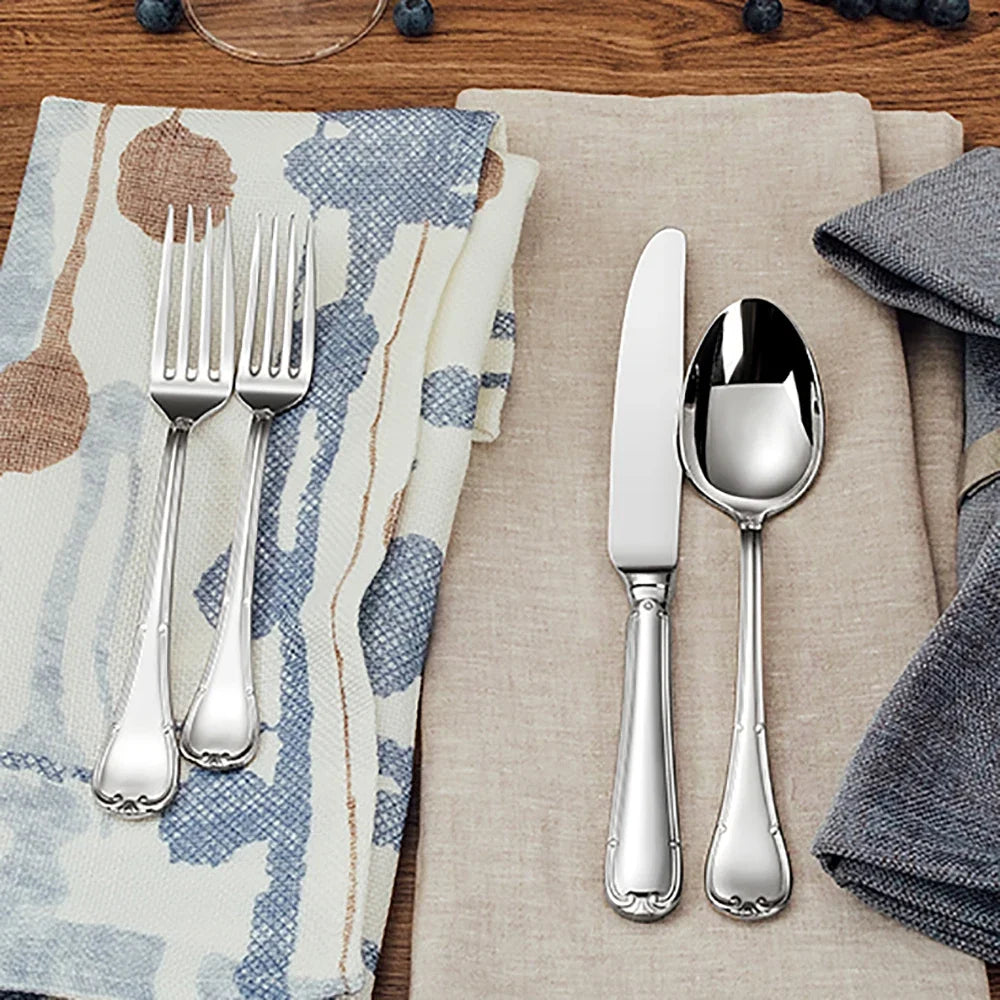 4/5/8/10/12/15/16/20/25 Piece Luxury Gold Accent Cutlery Set Stainless Steel Silverware Wedding Home Flatware Knife Fork Spoon