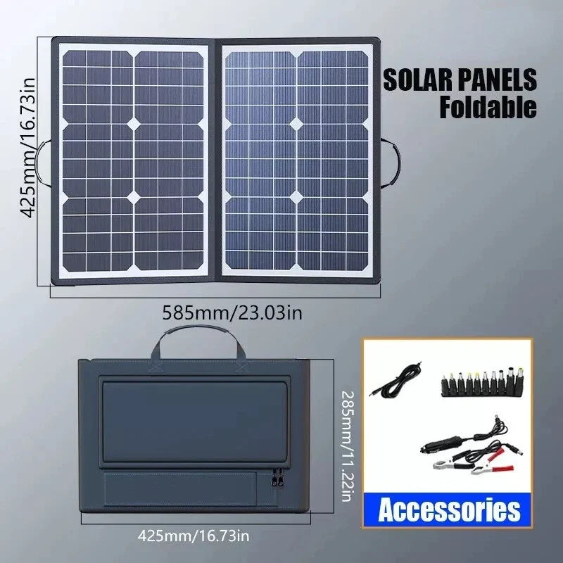 Solar Panel Kit Complete Outdoor 1000W Foldable Solar Power Station Portable Generator Charger 18V for Car Boat Caravan Camping