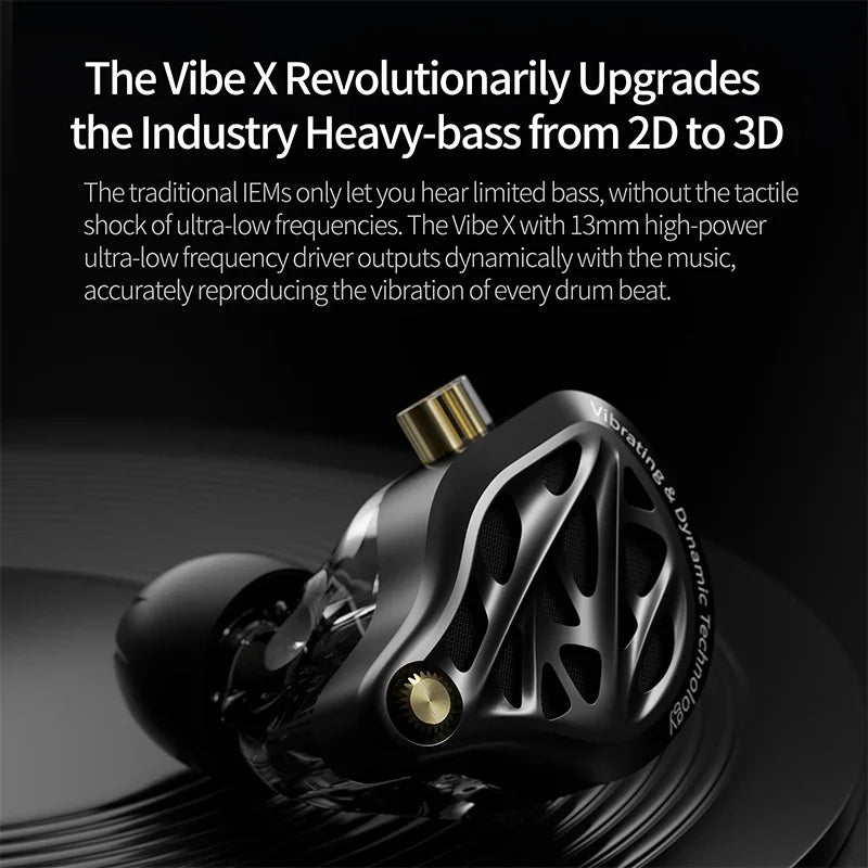 In Stock KZ Vibe X Low Frequency Vibration Earbuds HiFi IEM Deep Bass Headset Stereo Sound In-Ear Earphones for Music Gaming