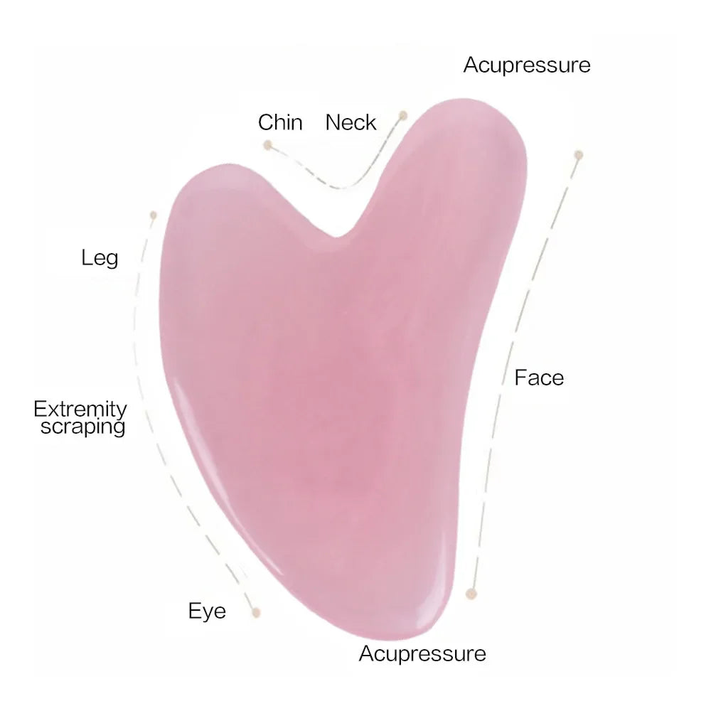 Heart Guasha Stone Face Rose Quartz Jade Massage Tool Chin Nose Lifting Firming Scraping Board Massage Facial Health Care Skin