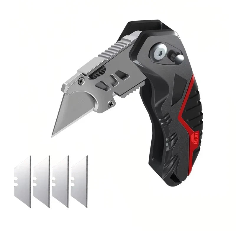 Heavy Duty Folding Utility Knife with Replaceable Blades – for Box, Cable, Cardboard Cutting