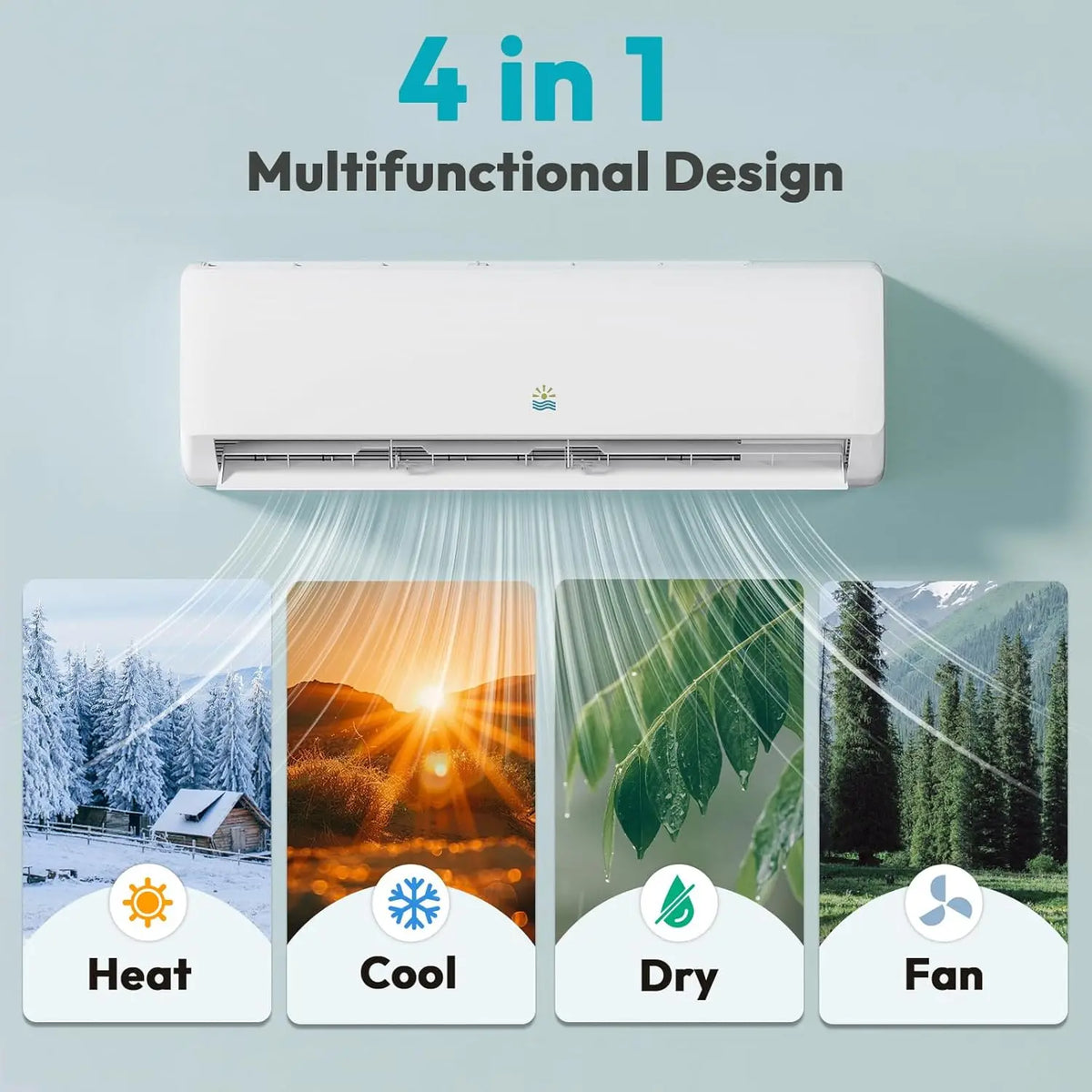 12000 BTU Mini Split Ac/Heating System, 19 SEER2 115V Air Conditioner Inverter Heating and Cooling, Wall Mounted, Custom