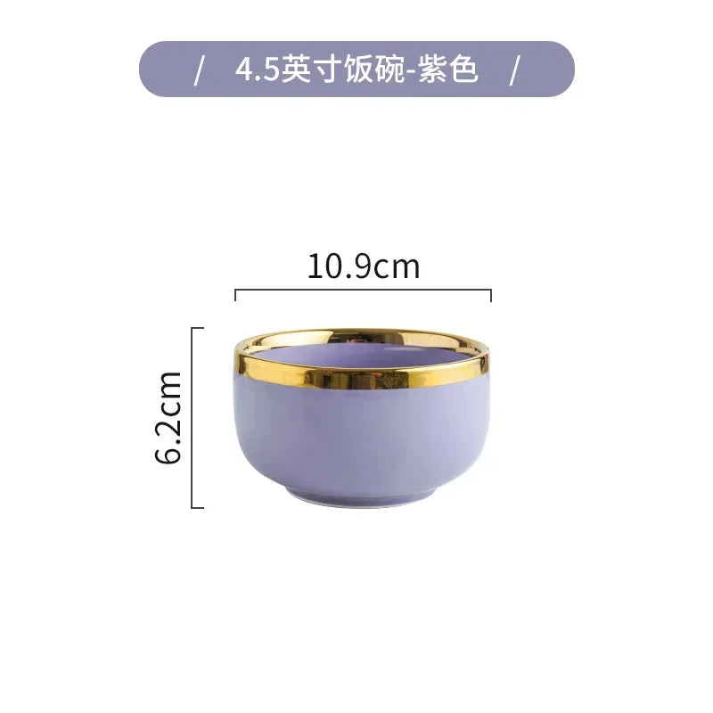 Purple Porcelain Plates Dinner Plates Dinnerware Set Luxury Food Dinner Dishes Salad Soup Bowl Ceramic Dessert Cake Plate