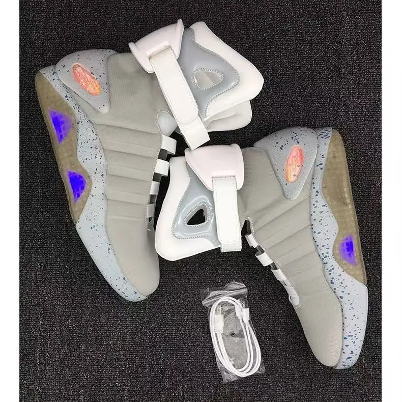 Remote Control LED Mag Shoes Fashion Light Up Sneakers  for Men Air Shoes USB Recharging Shoes Back To The Future Boots 1989