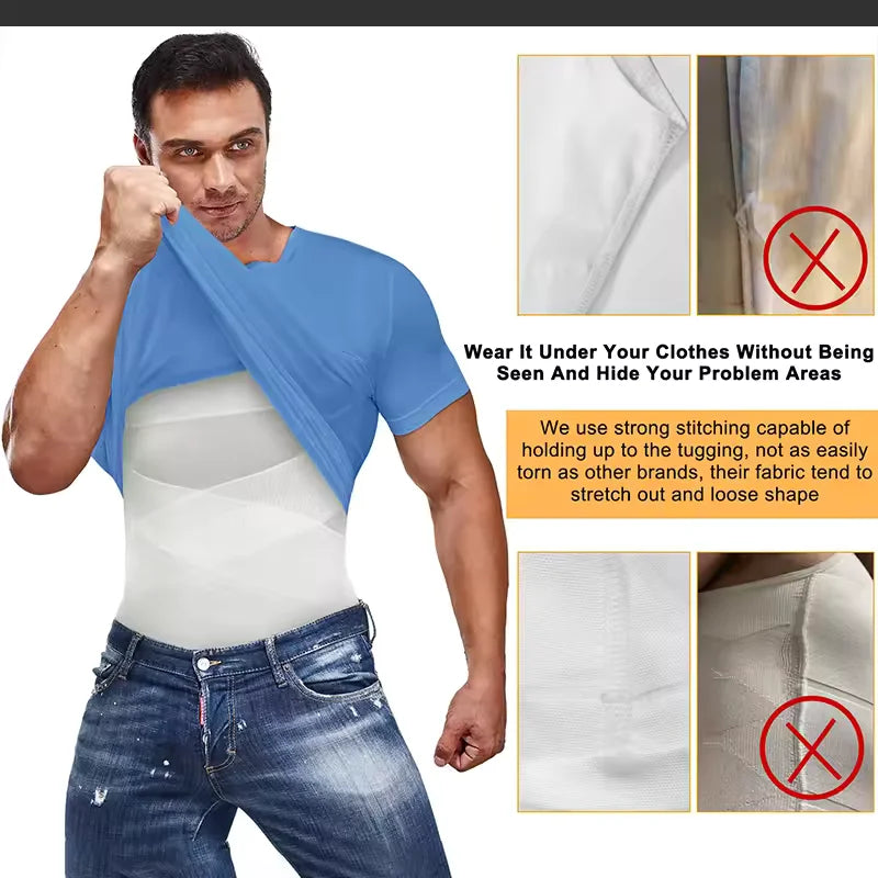 2 PCS Men Cross Mesh Compression Tank Top Gynomastica Shapewear Sleeveless Undershirt Tummy Control Slimming Body Shaper Breathable Waist Trainer Back Support Fitness Vest