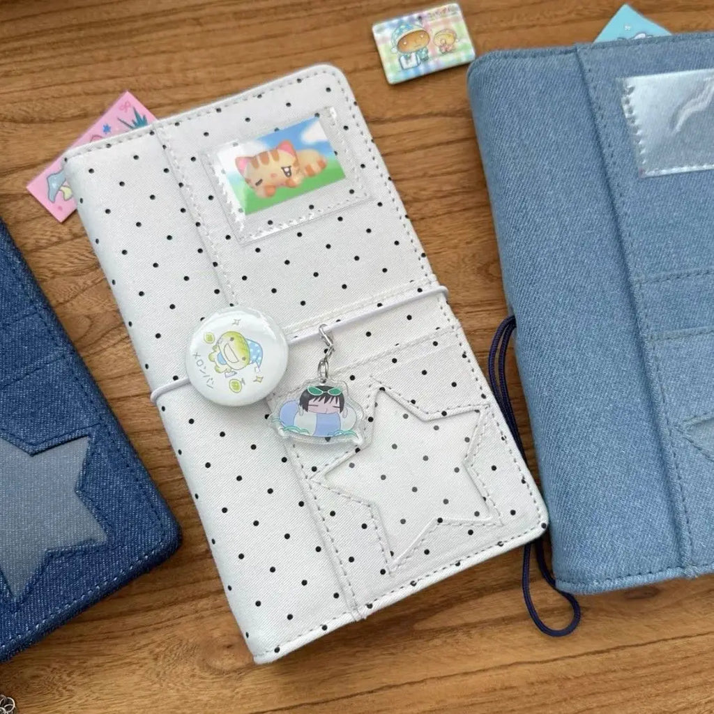 A6 Retro Polka Dot PU Notebook, 45 Sheets Loose Leaf Binder, DIY Refillable Journal Planner Stationery