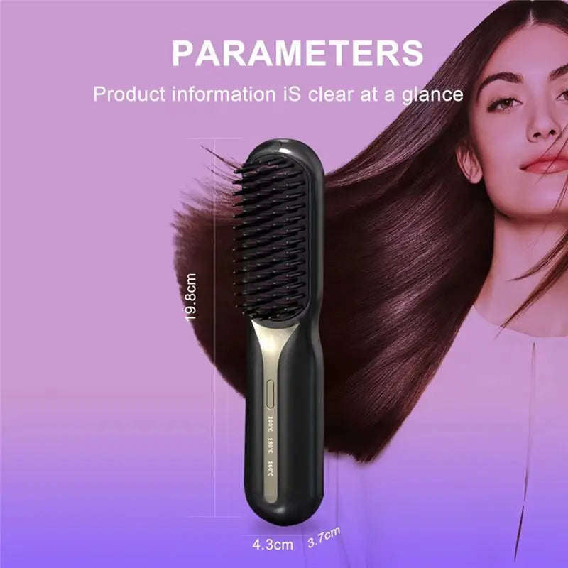 Electric Hot Comb Hair Straightener - Fast Heating, Portable, Anti-Scald, Ideal For Travel, Beard & Hair Styling