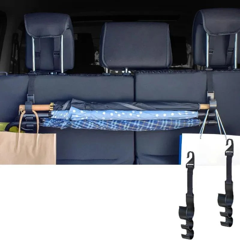 2pcs Car Trunk Storage Hook For Bag Umbrella Fishing Rod Holder Universal Seat Back Organizer Bracket Interior Stowing Tidying