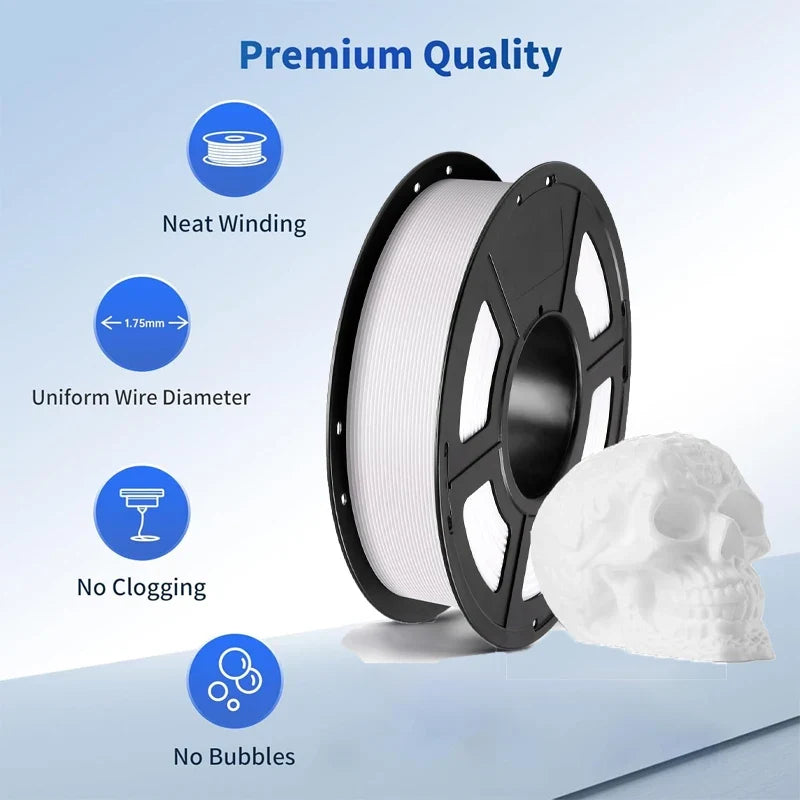 PLA 3D Printer Filament, 1.75mm, Dimensional Accuracy +/- 0.02 mm,250g/500g Per Spool, Black/White/Blue/Red