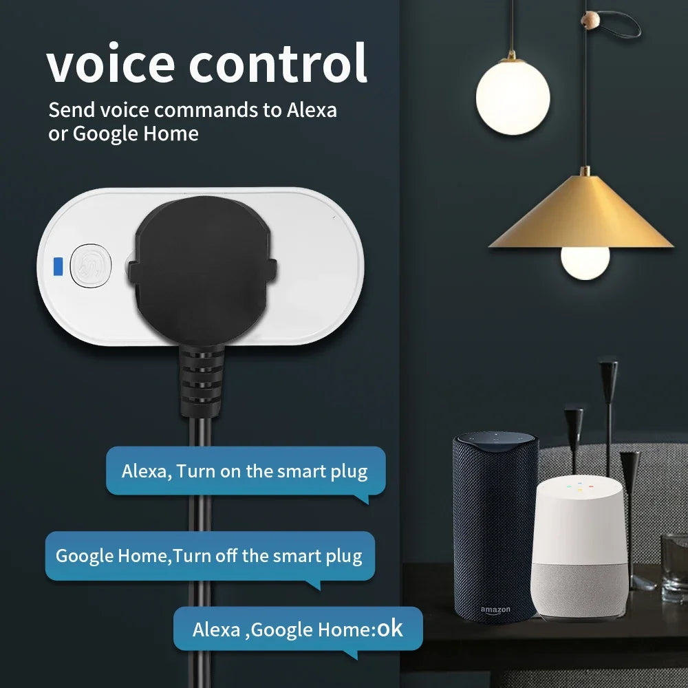 TNCE Tuya Brazil Plug WIFI or zigbee 16/20A socket with Power Monitor, Smart outlet remote control, Voice with Google Home Alexa