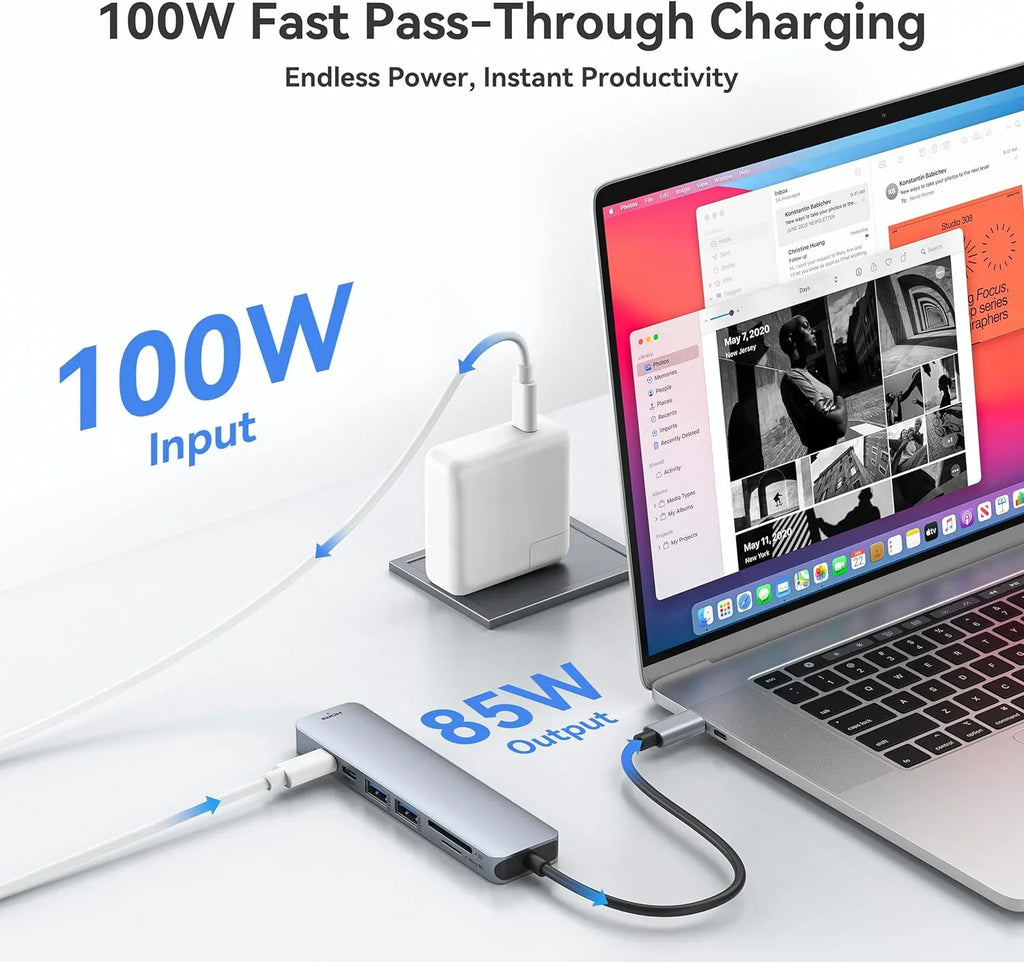 7-in-1 USB C Docking Station 4K HDMI-compatible Adapter USB 3.0 HUB TYPE C to HDMI PD 87W USB C Splitter for Laptop Macbook Pro