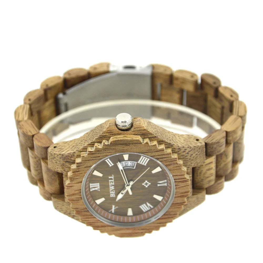 Wooden Watch for Men, Stylish Quartz Wristwatch with Natural Wood Finish