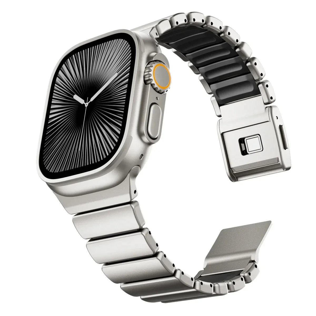 Titanium Fluororubber Strap for Apple Watch Ultra 4 3 2 49mm Series 12 11 10 46mm Magnetic Band for Iwatch 9 8 7 45mm 6 SE3 44mm