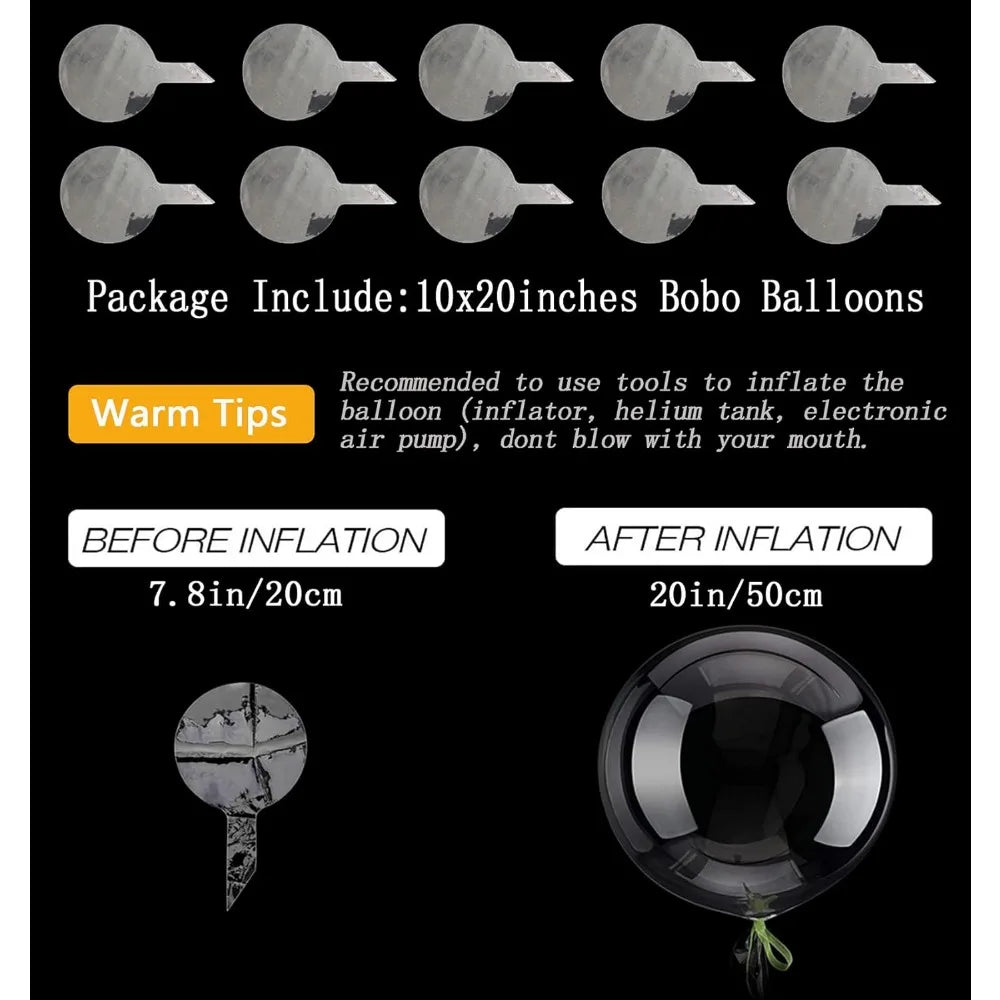 10-50 Pcs 20-24 Inch Bobo Balloons Stick Bubble Balloons Clear Bobo Balloon Large Transparent Bubble Balloon for