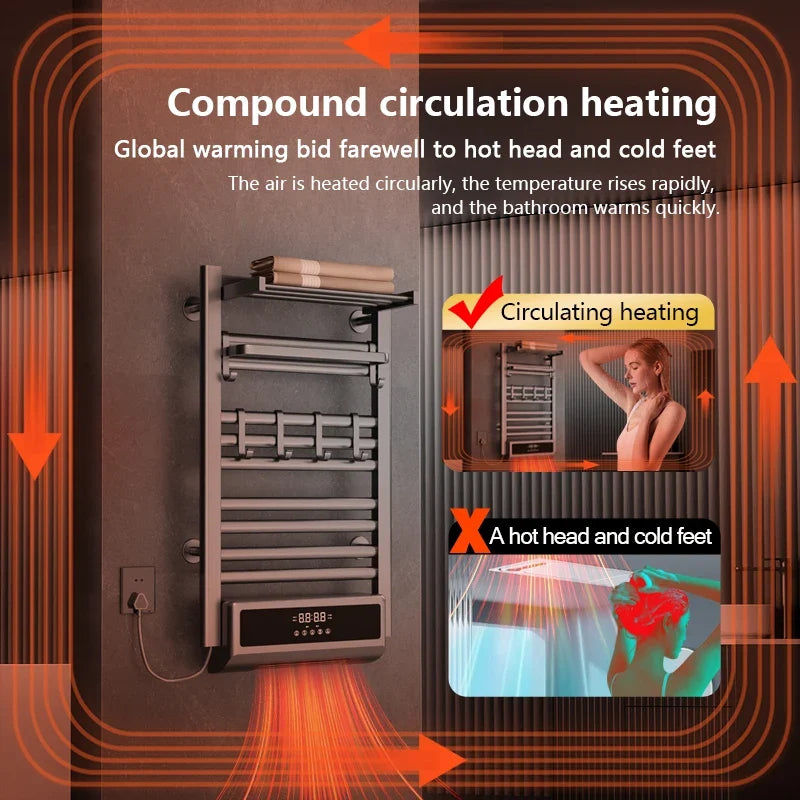 2-in-1 Towel Bath Towel Heater with Timer, Bathroom Radiator, Electric Towel Warmer
