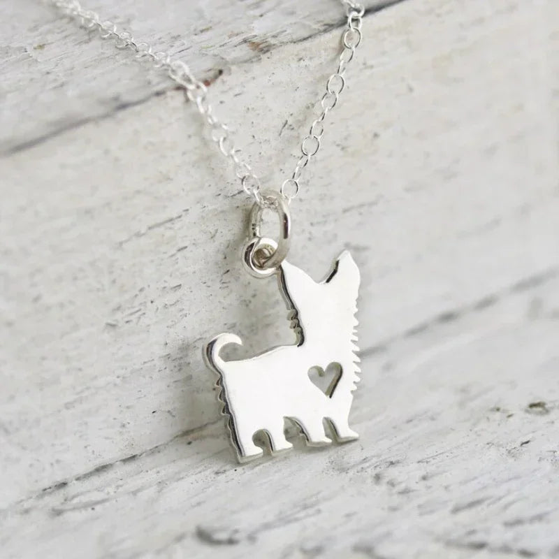 Puppy Necklace Stainless Steel Dog Shape Pendant Animal Dog Chain Necklace For Women Jewerly
