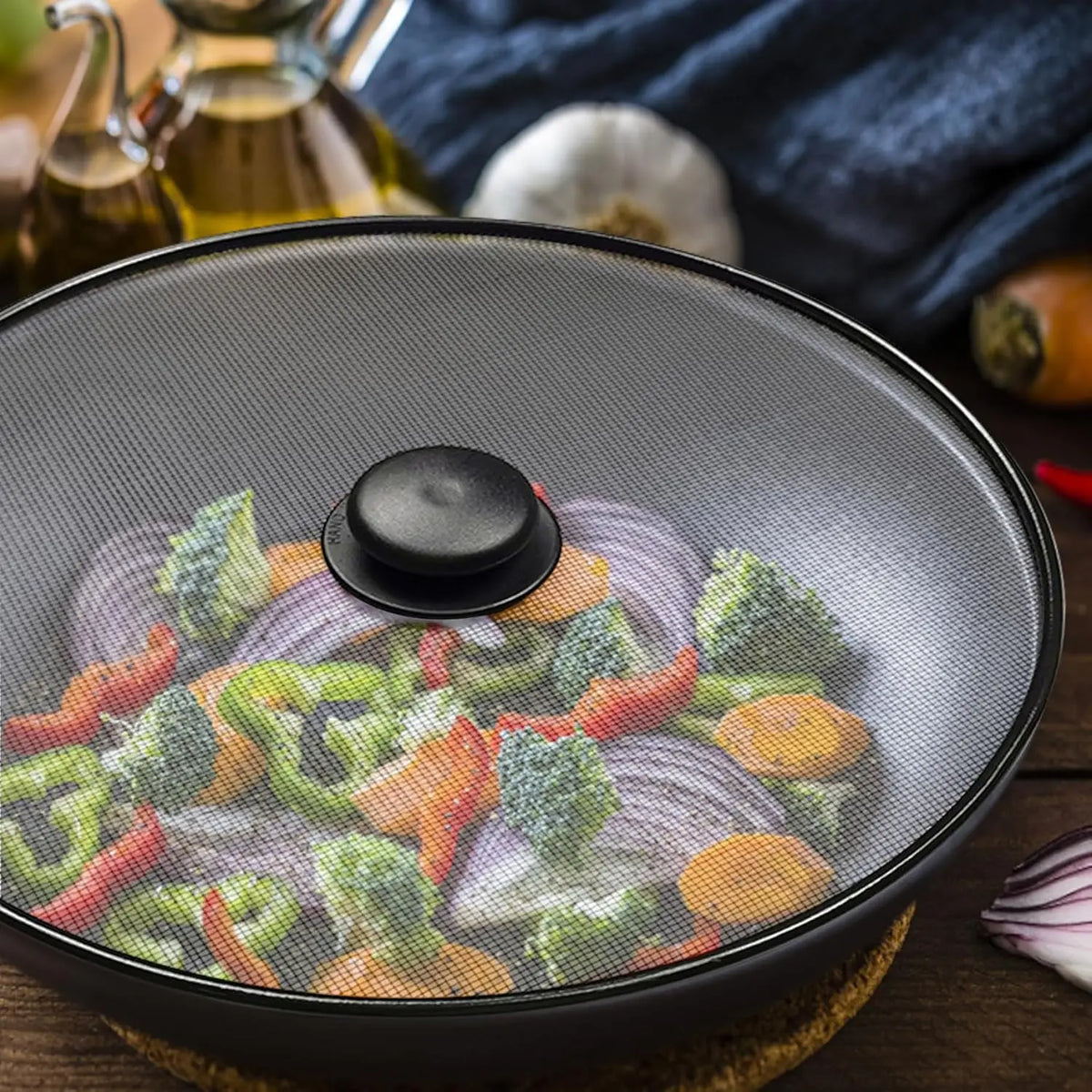 3Pcs 7.4+8.3+9.8in Splatter Guard Screens Mesh Grease Splatter Lid, Oil Proof Pan Cover Kitchen Cooking Accessories