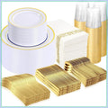 Supernal 800 Pcs Gold Plastic Dinnerware Set for 100 Guests Party Supplies