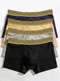 4pcs Men's Underwear Polyester Fabric Fashionable Belt Trendy Four-Season Men's Four-Corner Pants Set