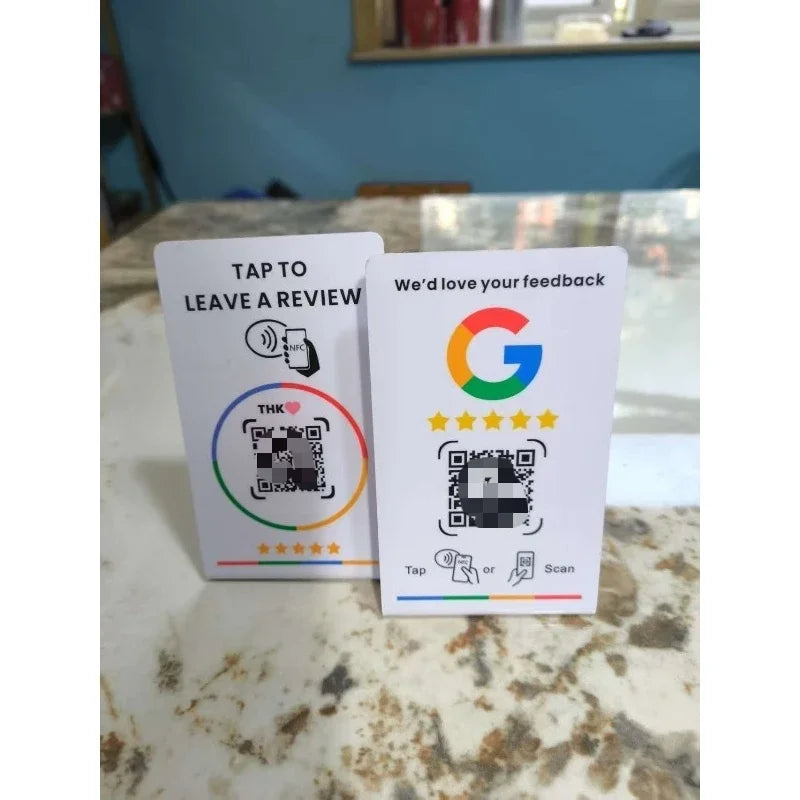 NFC 215 Programmable for Google Review Card NFC Station Table 13.56Mhz QR code can be independently set to link Standing Card