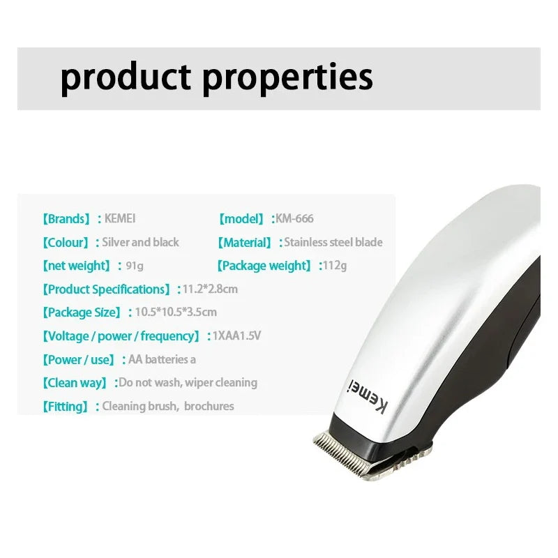 Kemei Mini Portable Hair Trimmer Cutting Machine Newly Design Electric Hair Clipper  Beard Barber Razor Men Style Tools KM-666