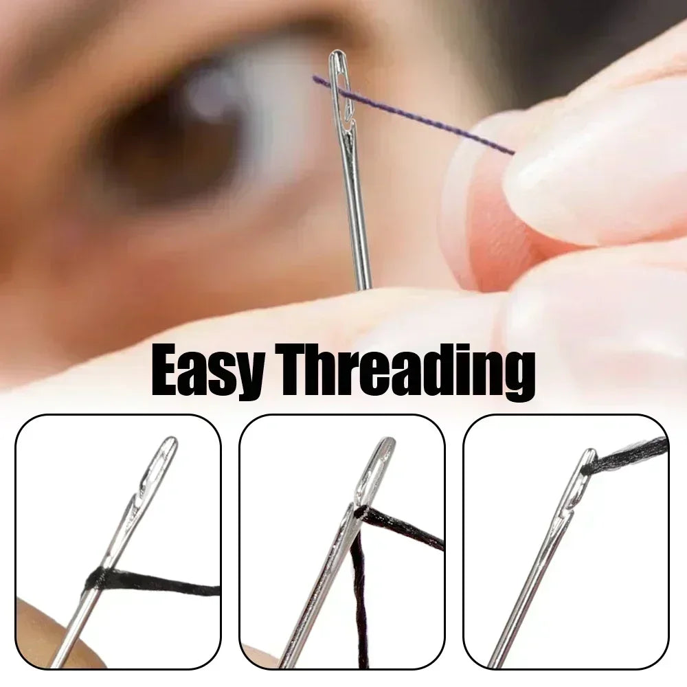 36/12PCS Blind Needle Elderly Needle-side Big Hole Hand Stainless Steel Sewing Needless Threading Household DIY Sewing Needles