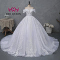 Customized America Fashion Deep V neck Luxury Wedding Dresses 2026 Off Shoulder Heavy Beading Bride Dress Ball Gown WX0465