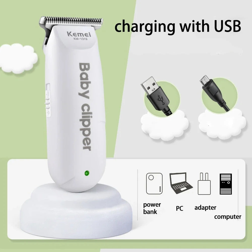 Kemei 1319 Portable Mini Kids Hair Cutting Machine Electric Baby Hair Trimmer Low Noise Hair Clipper Rechargeable Shaver Mute
